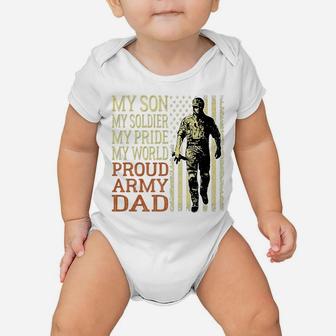 Mens My Son My Soldier Hero - Proud Army Dad Military Father Gift Baby Onesie | Crazezy