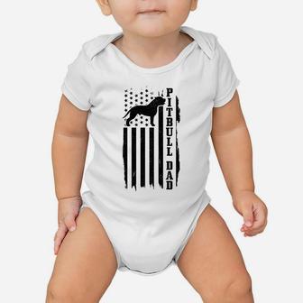 Mens Pitbull Dad Vintage American Flag Patriotic Pitbull Dog Baby Onesie | Crazezy UK