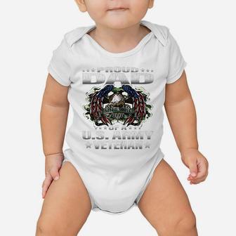 Mens Proud Dad Of A Us Army Veteran Military Vet's Father Baby Onesie | Crazezy