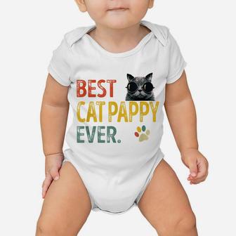 Mens Vintage Best Cat Pappy Ever Retro Cat Daddy Father Gift Baby Onesie | Crazezy DE
