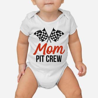 Mom Pit Crew | Funny Hosting Car Race Birthday Party Baby Onesie | Crazezy
