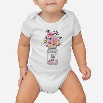 Mother's Day Gifts Happiness Is Being A Gigi Flower Floral Baby Onesie | Crazezy