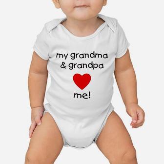 My Grandma And Grandpa Love Me Baby Onesie | Crazezy
