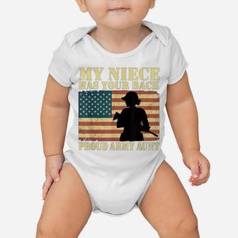 My Niece Has Your Back Proud Army Aunt Military Auntie Gifts Baby Onesie | Crazezy AU