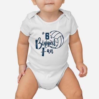 Number 6 Biggest Fan Volleyball Mom Dad Sister Brother Baby Onesie | Crazezy UK