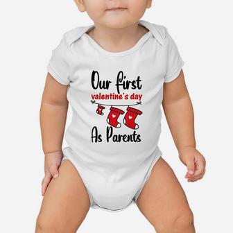 Our First Valentines Day As Parents New Dad Mom Gift Baby Onesie | Crazezy AU