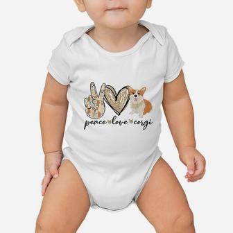 Peace Love Corgi Funny Dog Mom Mother Day Gift Corgi Lover Baby Onesie | Crazezy CA