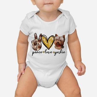 Peace Love Yorkie Dog Lovers Yorkshire Terrier Dad Mom Gift Baby Onesie | Crazezy DE