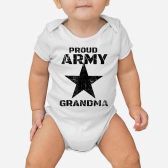 Proud Army Grandma Military Patriotic Distressed T Shirt Baby Onesie | Crazezy AU