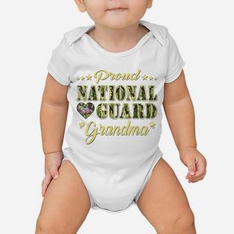 Proud National Guard Grandma Dog Tag Heart Army Grandmother Baby Onesie | Crazezy
