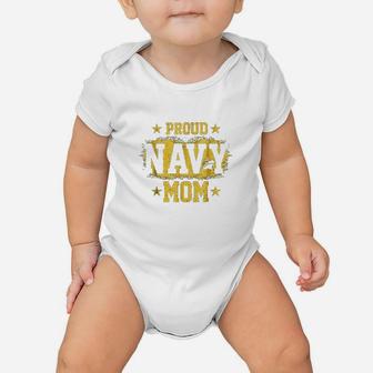 Proud Navy Mom Us Patriotic Mother Baby Onesie | Crazezy