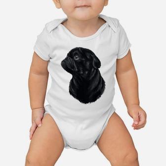 Pug Dog Mom Dad Funny Graphic Cute Black Pug Baby Onesie | Crazezy