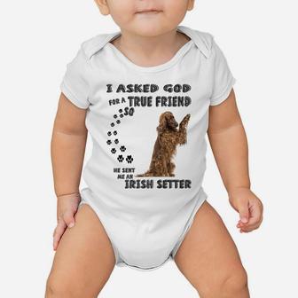 Red Spaniel Dog Mom Dad Quote Print, Cute Irish Red Setter Baby Onesie | Crazezy