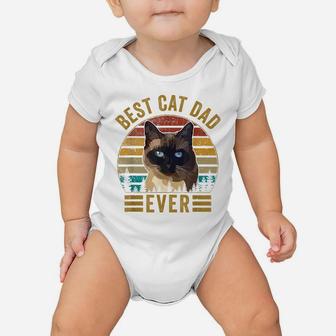 Retro Vintage Best Cat Dad Ever Fathers Day Siamese Cat Gift Baby Onesie | Crazezy