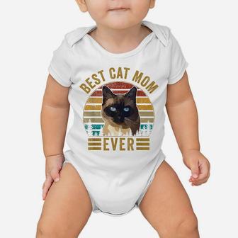 Retro Vintage Best Cat Mom Ever Mothers Day Siamese Cat Gift Baby Onesie | Crazezy AU