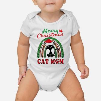Santa Cat Mom Boho Rainbow Funny Christmas Xmas Baby Onesie | Crazezy UK