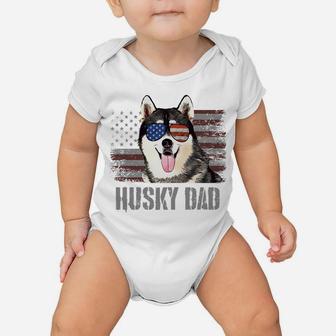 Siberian Husky Best Dog Dad Ever Retro Usa American Flag Baby Onesie | Crazezy