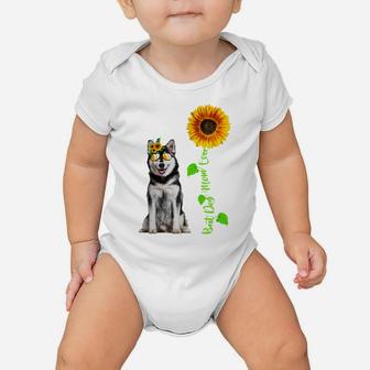 Sunflower Best Dog Mom Ever Funny Siberian Husky Dog Lovers Baby Onesie | Crazezy