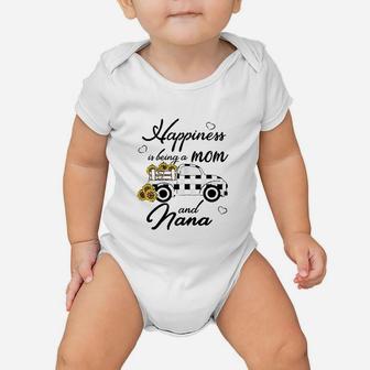 Sunflower Grandma Happiness Is Being A Mom And Nana Baby Onesie | Crazezy CA