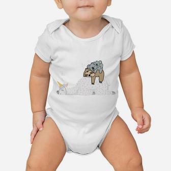 Unicorn Llama & Lazy Sloth With Koala Mama Bear & Baby Koala Baby Onesie | Crazezy