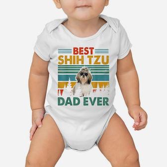 Vintag Retro Best Shih Tzu Dad Happy Father's Day Dog Lover Baby Onesie | Crazezy UK