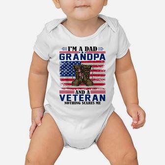 Vintage I'm A Dad Grandpa And A Veteran Nothing Scares Me Baby Onesie | Crazezy AU