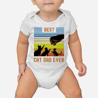 Vintage Retro Best Cat Dad Ever Fist Bump For Fur Daddies Baby Onesie | Crazezy DE