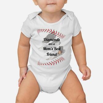 Womens Diamonds Are A Mom's Best Friend Baseball Mom Graphic Design Baby Onesie | Crazezy