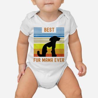 Womens Funny Best Fur Mama Ever Vintage Retro Dog Cat Mom Owner Baby Onesie | Crazezy UK