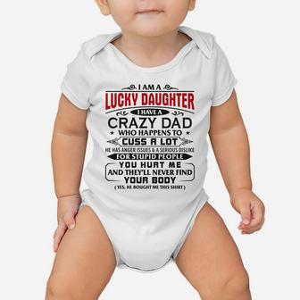 Womens I'm A Lucky Daughter Of A Crazy Dad Christmas Girls Baby Onesie | Crazezy CA