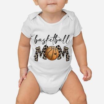 Womens Leopard Basketball Mom Proud Basketball Players Mom Funny Baby Onesie | Crazezy