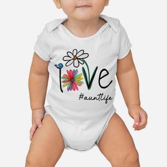 Womens Love Auntlife Life Daisy Flower Cute Funny Mother's Day Baby Onesie | Crazezy UK