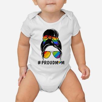 Womens Messy Bun Hair Proud Mom Lgbtq Shirt Gay Pride Lgbtq Baby Onesie | Crazezy DE