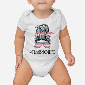 Womens Messy Bun Life Of A Proud Transgender Mom Lgbt Trans Mama Baby Onesie | Crazezy