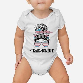 Womens Messy Bun Life Of A Proud Transgender Mom Lgbt Trans Mama Baby Onesie | Crazezy UK
