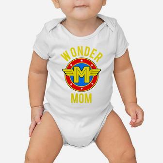 Womens Mom Of The Birthday Wonder Super Hero Gift Party Idea Baby Onesie | Crazezy CA