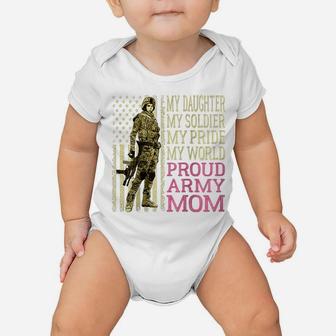 Womens My Daughter My Soldier Hero - Proud Army Mom Military Mother Raglan Baseball Tee Baby Onesie | Crazezy CA