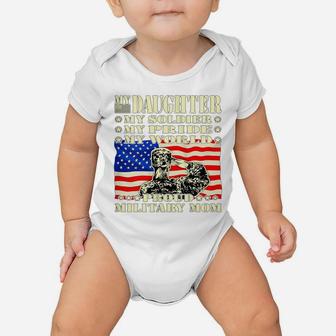 Womens My Daughter My Soldier Hero Proud Military Mom Army Mother Baby Onesie | Crazezy CA