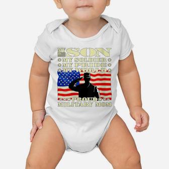 Womens My Son My Soldier Hero Proud Military Mom Army Mother Gifts Baby Onesie | Crazezy AU