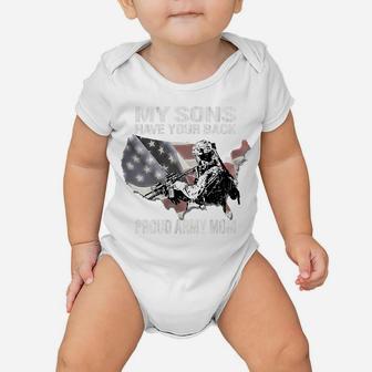 Womens My Sons Have Your Back - Proud Army Mom Military Mother Gift Baby Onesie | Crazezy DE