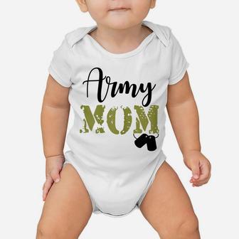 Womens Proud Army Mom Clothing, Fun American Military Graphic Gift Baby Onesie | Crazezy