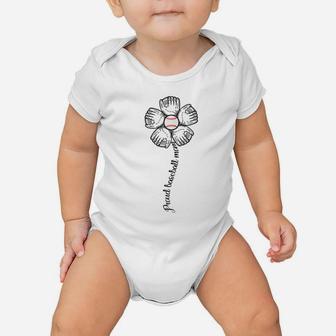 Womens Proud Baseball Mom T-Shirt - Funny Flower Baseball Design Baby Onesie | Crazezy
