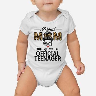 Womens Proud Mom Of Official Teenager Leopard Print 13Th Birthday Baby Onesie | Crazezy