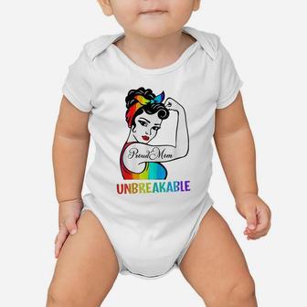 Womens Proud Mom Unbreakable Lgbt Mom Rainbow Lgbtq Gay Pride Baby Onesie | Crazezy CA