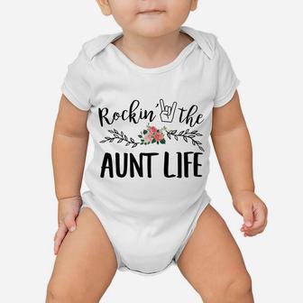 Womens Rockin' The Aunt Life Mother's Day Gift Auntie Baby Onesie | Crazezy DE