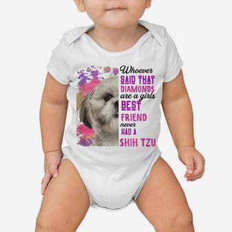 Womens Shih Tzu Are A Girls Best Friend Funny Dog Mom Shitzu Baby Onesie | Crazezy