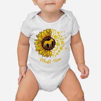 Womens Sunflower Pitbull Mom Dog Lover Gift Baby Onesie | Crazezy
