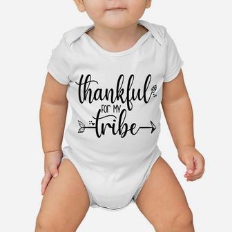 Womens Thankful For My Tribe Cute Thanksgiving Fall Proud Mom Gift Baby Onesie | Crazezy