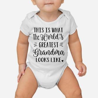 Womens This Is What The World's Greatest Grandma Looks Like Gifts Baby Onesie | Crazezy