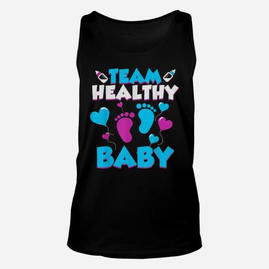 Funny Team Healthy Baby Cute Gender Reveal Party Unisex Tank Top - Monsterry